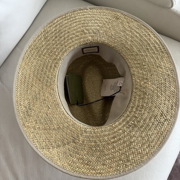 NWT GUCCI Hat Straw Fedora Sz S 100% Authentic main image 9